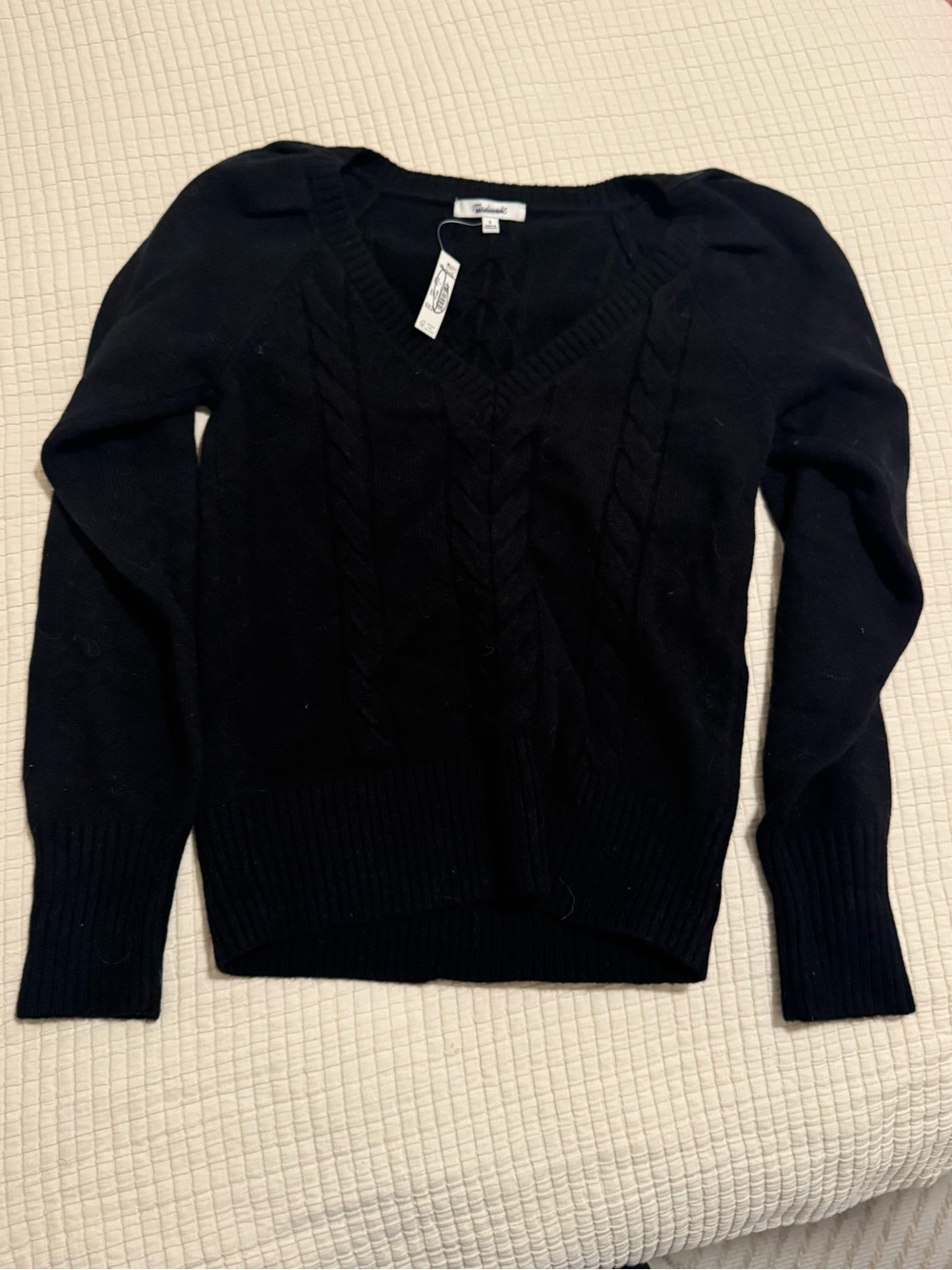 NWT Madewell black wool cableknit sweater